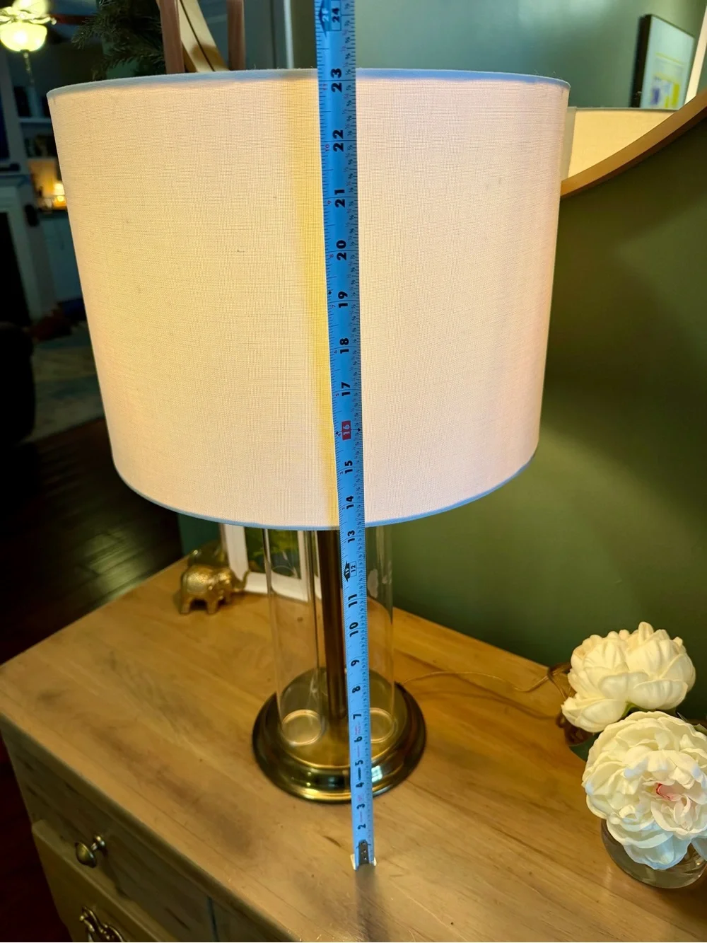 Princess House Heritage Empress Triple Column Brass Glass Lamp Base | Model 046